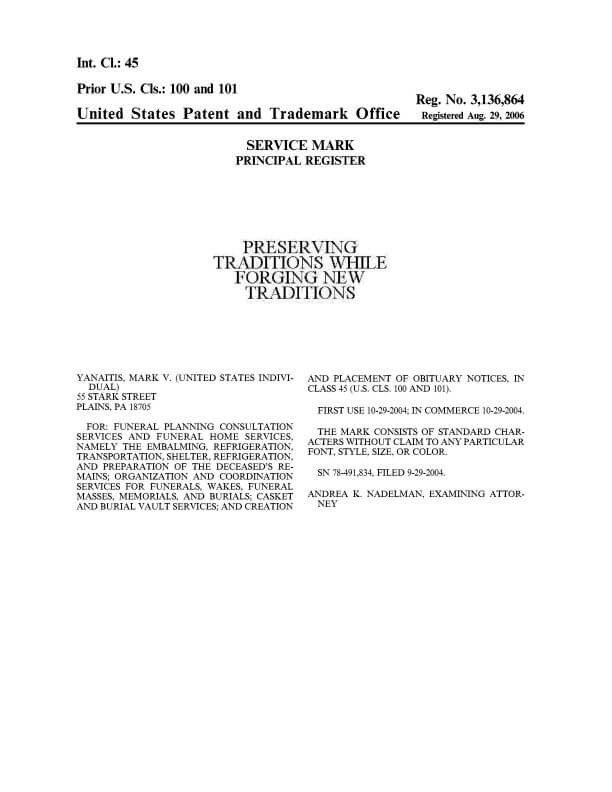 Trademark Registration for brand owner in Plains, PA Attorney of Record Trademark Attorney has Office in Scranton 