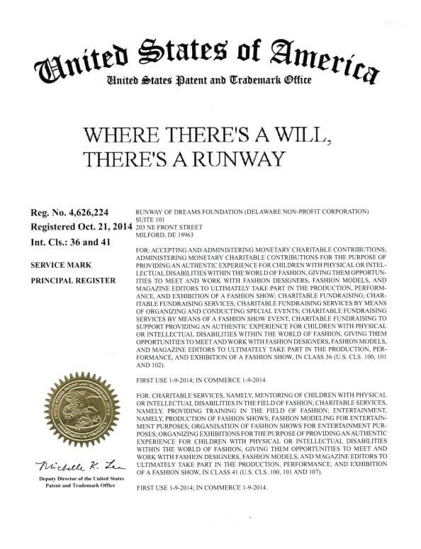Trademark Application for WHERE THERE'S A WILL, THERE'S A RUNWAY Milford filed by Trademark Lawyer Scranton US Federal Trademark Registration 