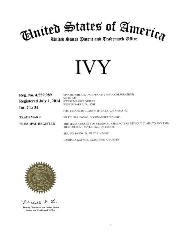 Trademark Application for IVY Wilkes-Barre, PA filed by Trademark Attorney Scranton US Trademark Registration