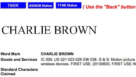 Charlie Brown Trademark Application