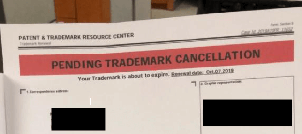 Trademark Office Scams Example