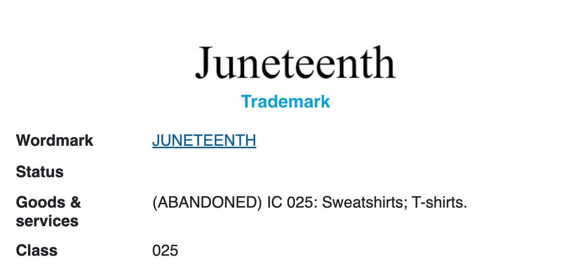 juneteenth trademark example